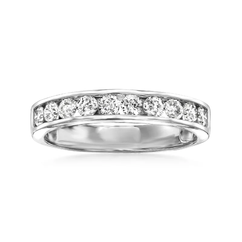 Anemone reef ring-Ross-Simons Channel-Set Diamond Wedding Band in 14kt White Gold