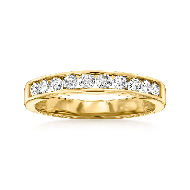 Artisan craft ring-Ross-Simons Channel-Set Diamond Wedding Band in 14kt Yellow Gold