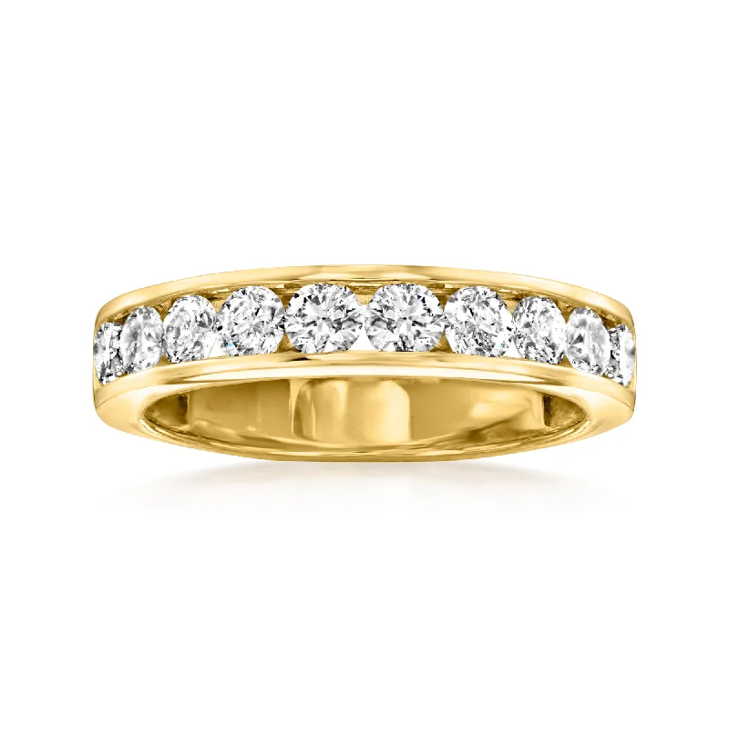 Dill sprig ring-Ross-Simons Channel-Set Diamond Wedding Band in 14kt Yellow Gold