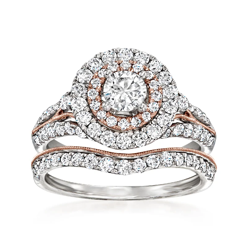 Twisted alloy ring-Ross-Simons Diamond Bridal Set: Engagement and Wedding Rings in 14kt 2-Tone Gold