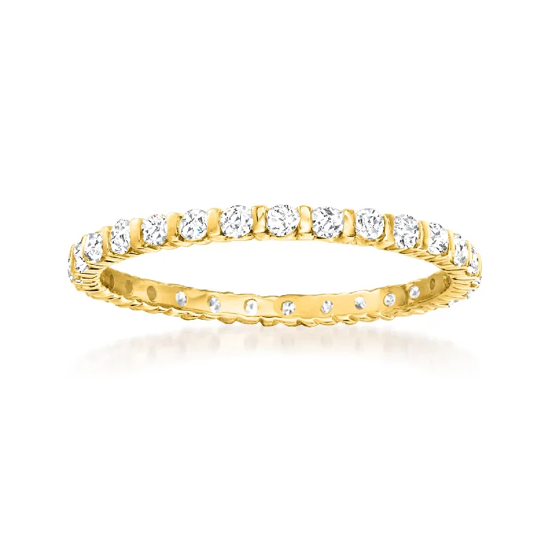 Chiseled groove ring-Ross-Simons Diamond Eternity Band With Spacers in 14kt Yellow Gold