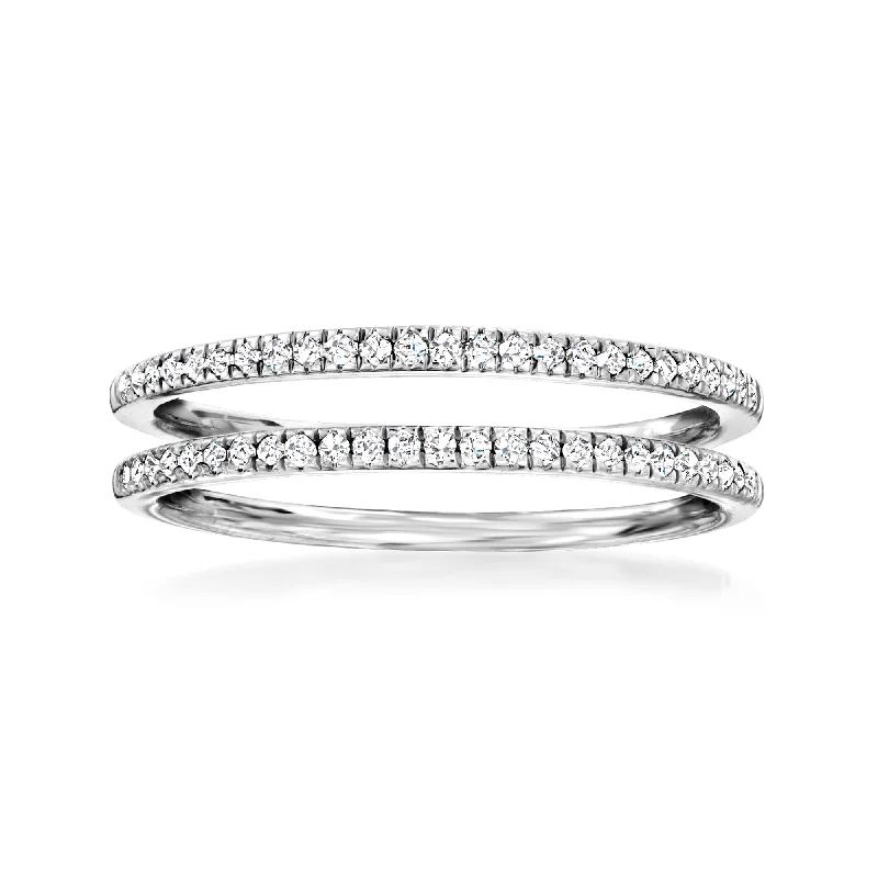 Tusk ridge ring-Ross-Simons Diamond Jewelry Set: 2 Stackable Rings in Sterling Silver