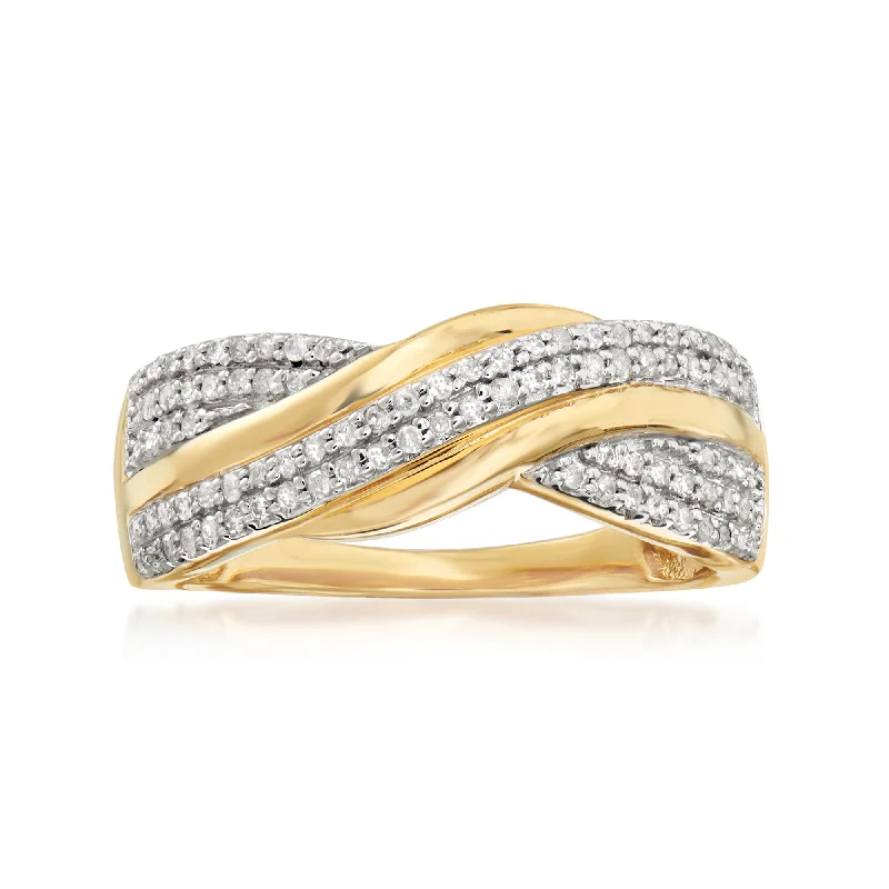 Viking twist ring-Ross-Simons Diamond Twist Ring in 18kt Gold Over Sterling