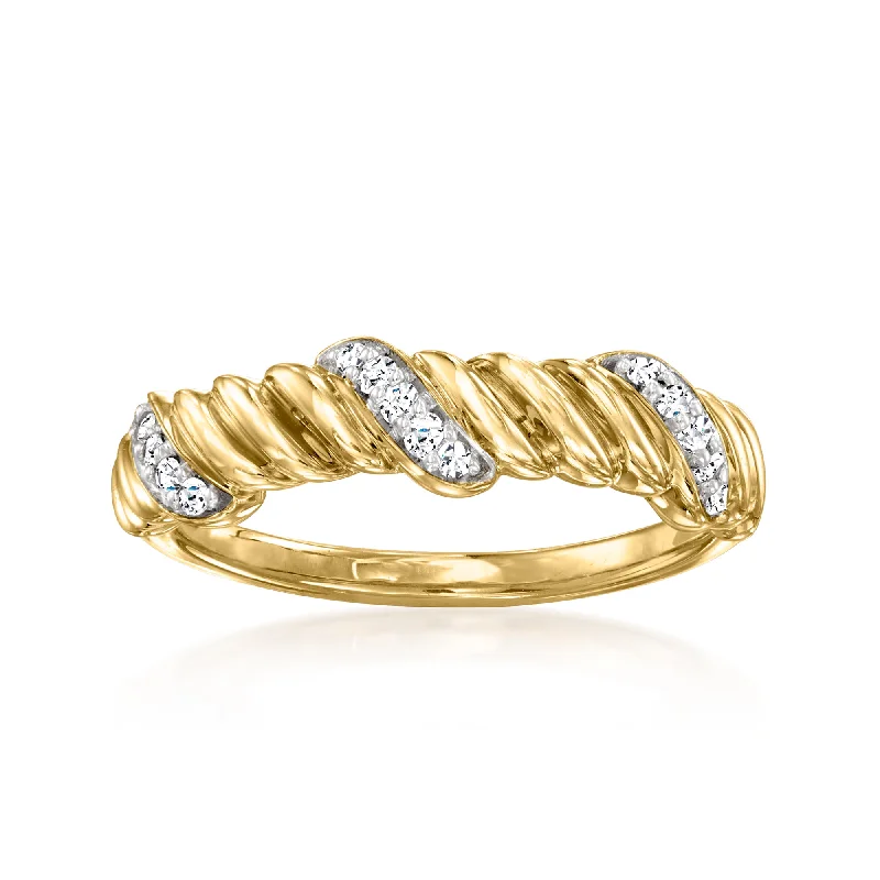 Clustered stone ring-Ross-Simons Diamond Twisted Ring in 14kt Yellow Gold