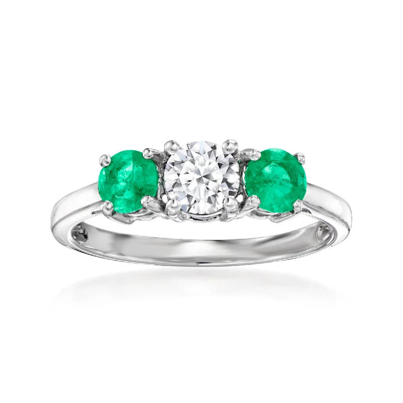 Smoked wood ring-Ross-Simons Lab-Grown Diamond Ring With . Emeralds in 14kt White Gold