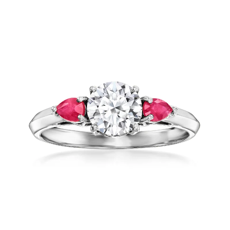 Mixed grain ring-Ross-Simons Lab-Grown Diamond Ring With . Rubies in 14kt White Gold