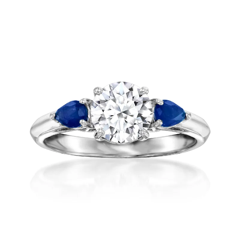 Haze glass ring-Ross-Simons Lab-Grown Diamond Ring With . Sapphires in 14kt White Gold