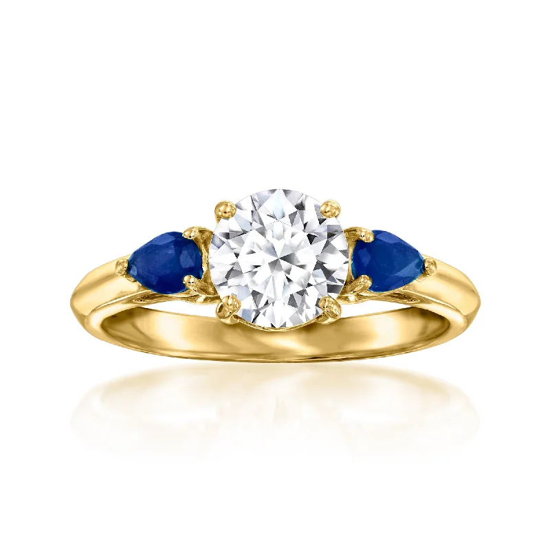 Early relic ring-Ross-Simons Lab-Grown Diamond Ring With . Sapphires in 14kt Yellow Gold