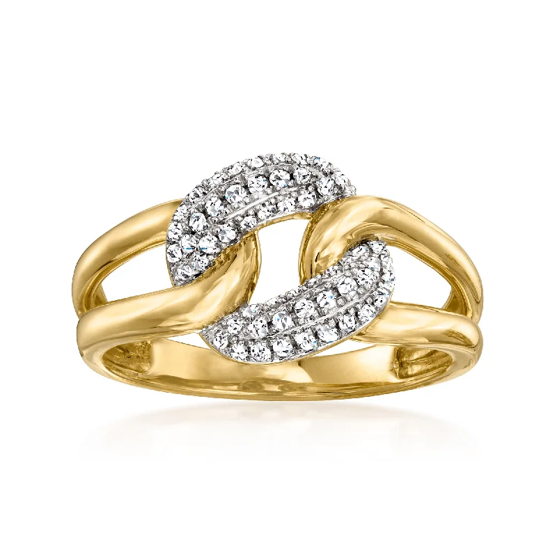 Repurposed relic ring-Ross-Simons Pave Diamond Curb-Link Ring in 18kt Yellow Gold