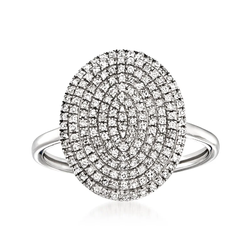 Spire gem ring-Ross-Simons Pave Diamond Oval Ring in 14kt White Gold