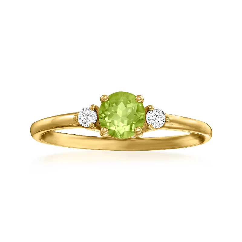 Gloss gem ring-Ross-Simons Peridot and . Diamond Ring in 14kt Yellow Gold