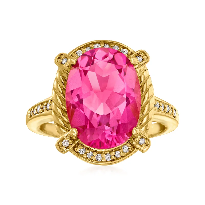 Sesame sprout ring-Ross-Simons Pink Topaz and . White Topaz Ring Ring in 18kt Gold Over Sterling