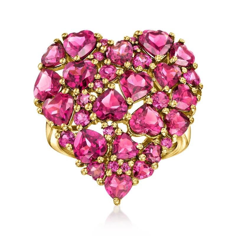 Triad metal ring-Ross-Simons Rhodolite Garnet Heart Ring in 18kt Gold Over Sterling