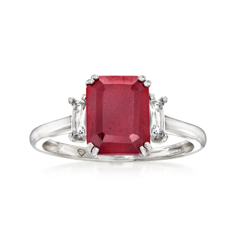 Repurposed relic ring-Ross-Simons Ruby Ring With . White Topaz in Sterling Silver