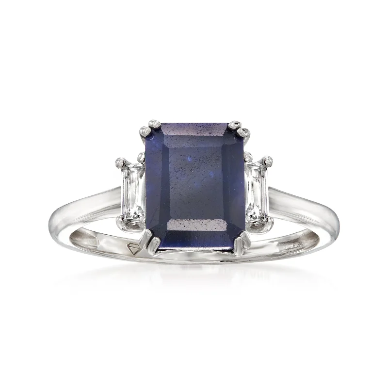 Stacked scale ring-Ross-Simons Sapphire Ring With . White Topaz in Sterling Silver