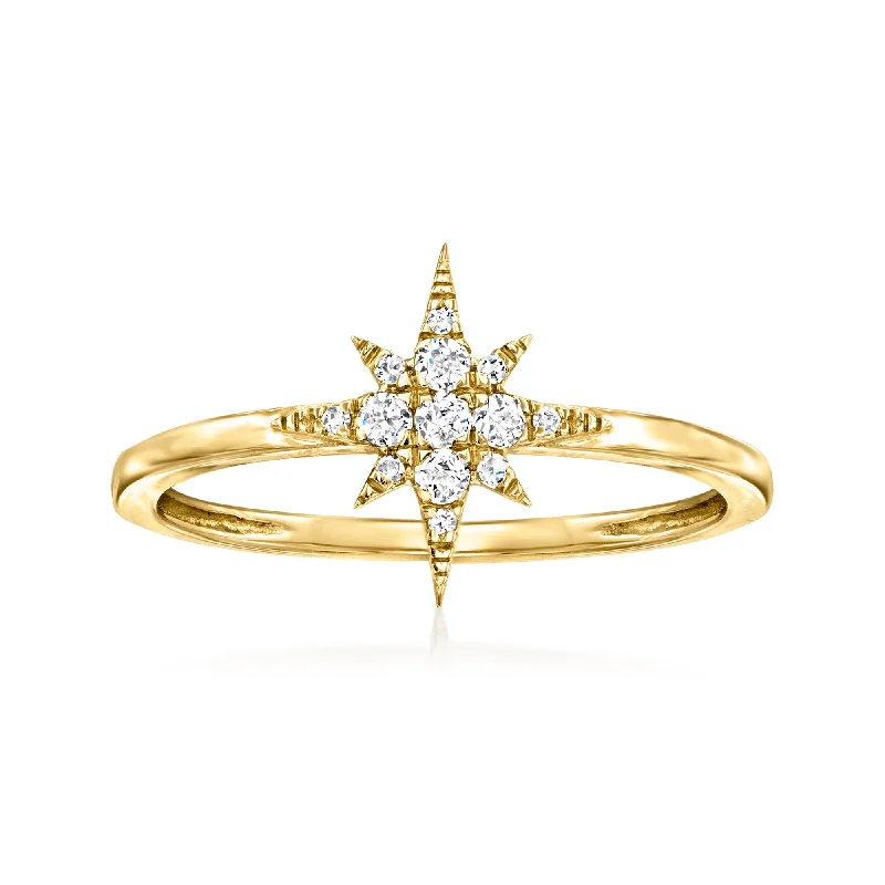 Fused gem ring-RS Pure by Ross-Simons Diamond North Star Ring in 14kt Yellow Gold