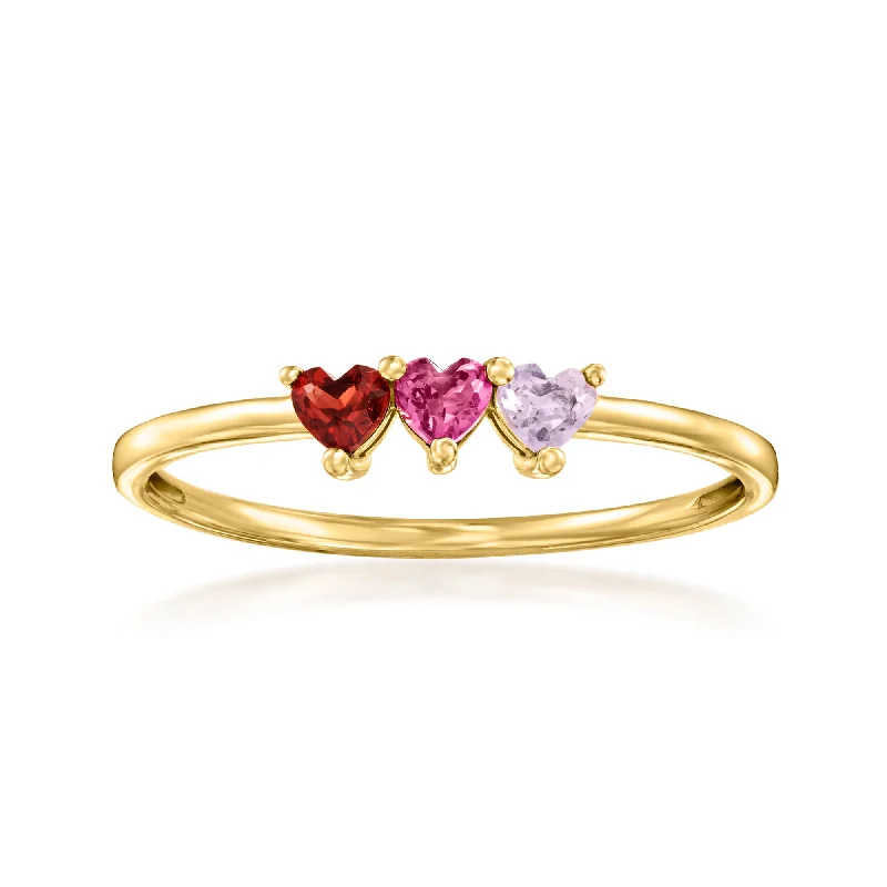 Twisted alloy ring-RS Pure by Ross-Simons Multi-Gemstone Heart Ring in 14kt Yellow Gold