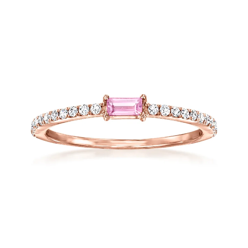 Tundra reed ring-RS Pure by Ross-Simons Pink Sapphire and . Diamond Ring in 14kt Rose Gold