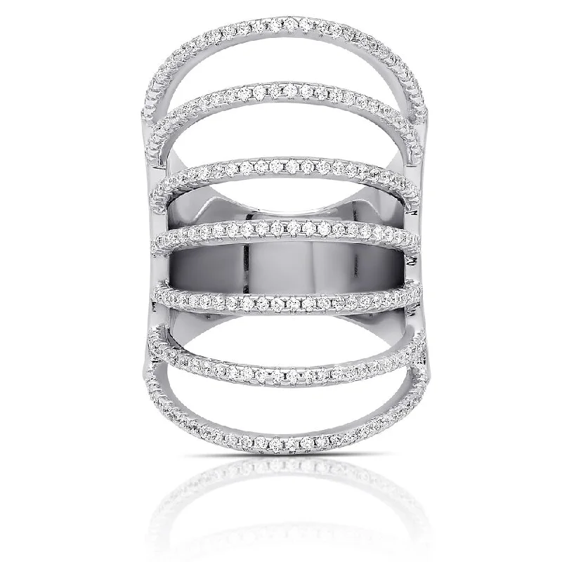 Gingham band ring-Samantha Stone Sterling Silver Cubic Zirconia Multi Strand Ring