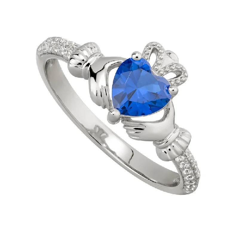 Quad knot ring-September Claddagh Birthstone Ring