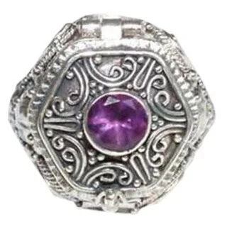 Orchid bloom ring-'Secret Flame' Amethyst Solitaire Ring (Indonesia)