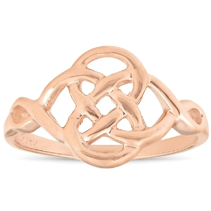 Joint clasp ring-Solid 14k Rose Gold Celtic Handmade Womens Ring