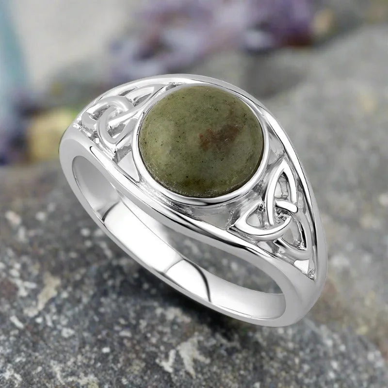 Air vent ring-Connemara Marble Celtic Trinity Knot Ring