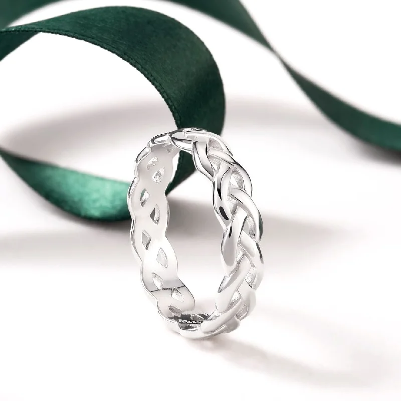 Bamboo wrap ring-Ladies Silver Celtic Knot Ring