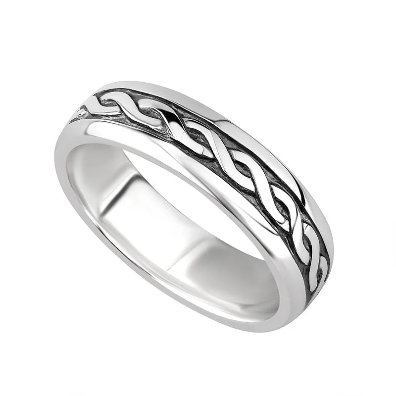 Gingham band ring-Ladies Silver Celtic Ring