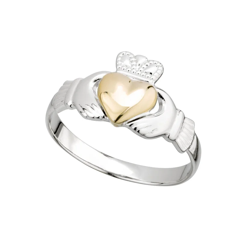 Orchid bloom ring-Gold Heart Claddagh Ring