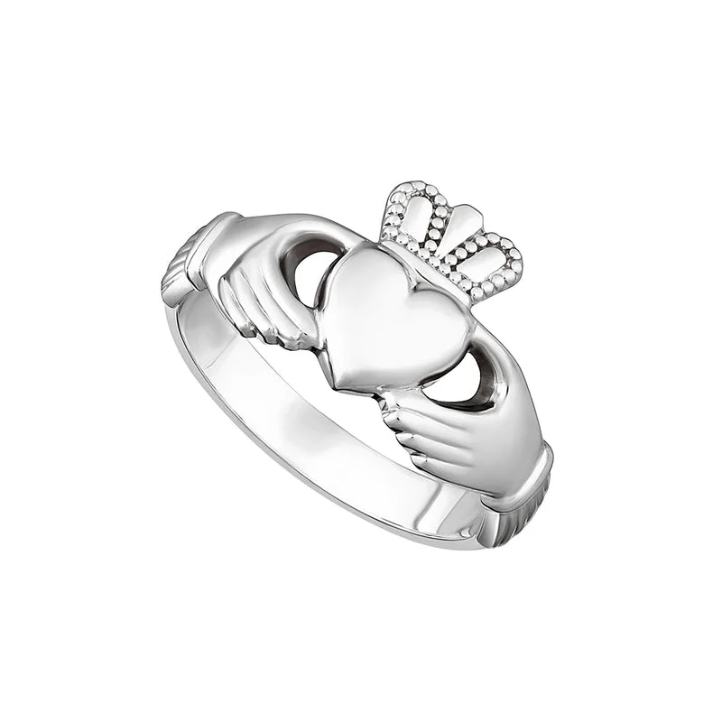 Coral seed ring-Sterling Silver Heavy Maids Claddagh Ring