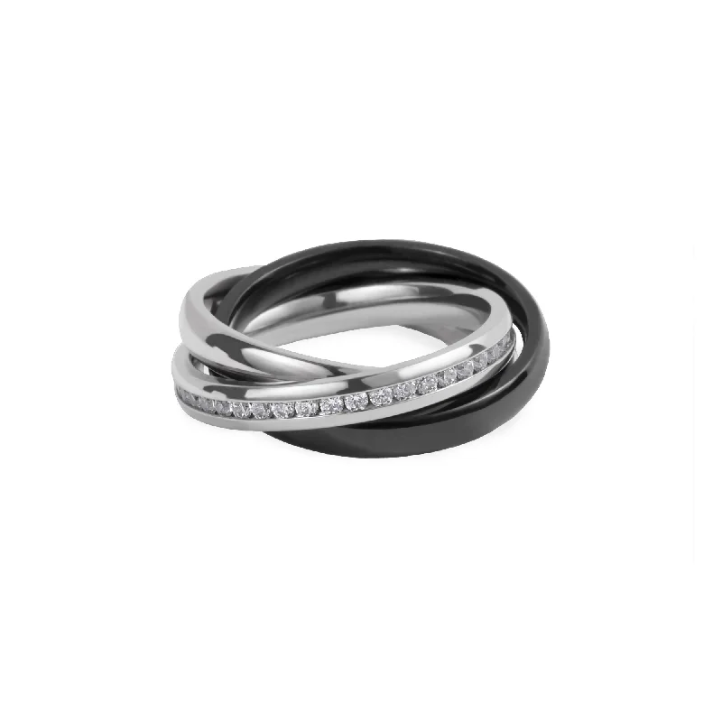 Onyx vein ring-Stainless Trinity Ring