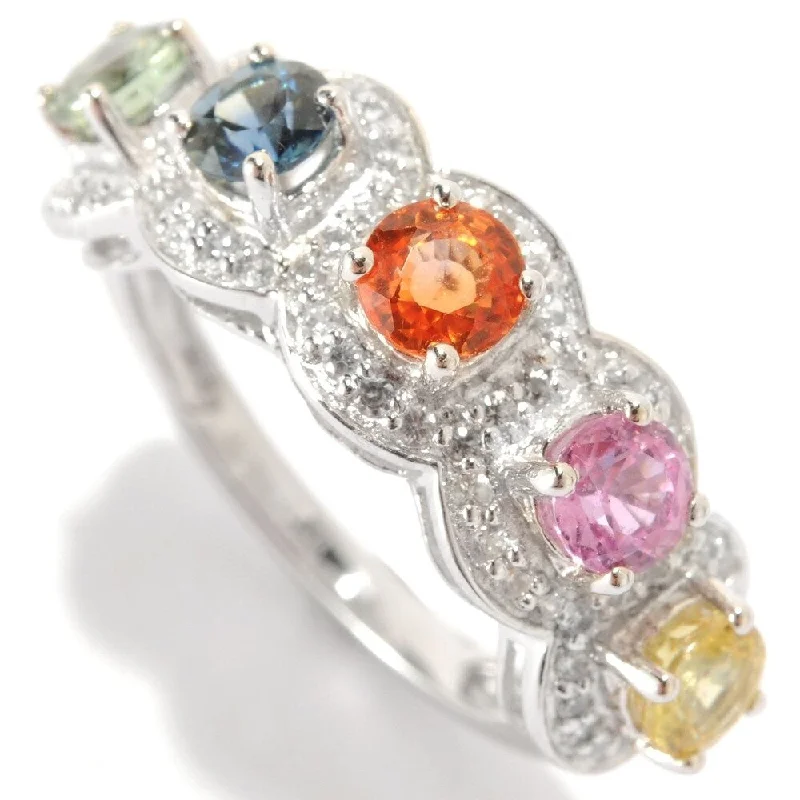 Haze glass ring-Ster Silver 2.04ct Orange Sapphire & Multi Sapphire Band Ring, Size 7