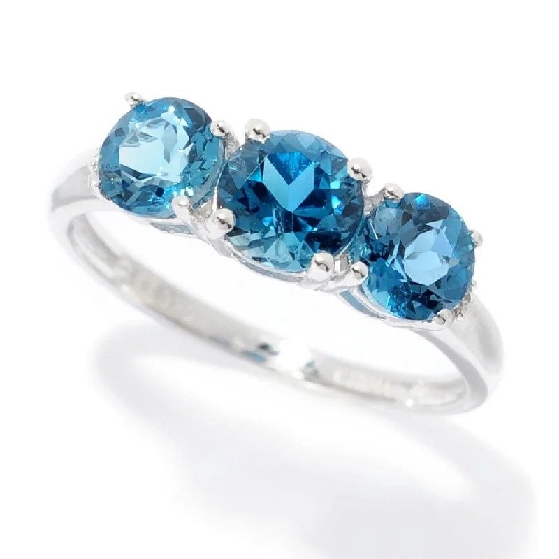 Thracian band ring-Ster Silver London Blue Topaz Round Cut 3-Stone Ring