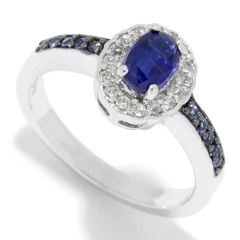 Surf crest ring-Sterling Silver 1.01ctw Kyanite, White Topaz & Sapphire Ring