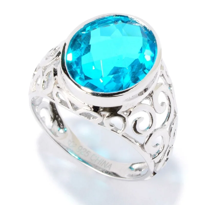 Triad metal ring-Sterling Silver 4.63Ctw Paraiba Doublet Cocktail Ring