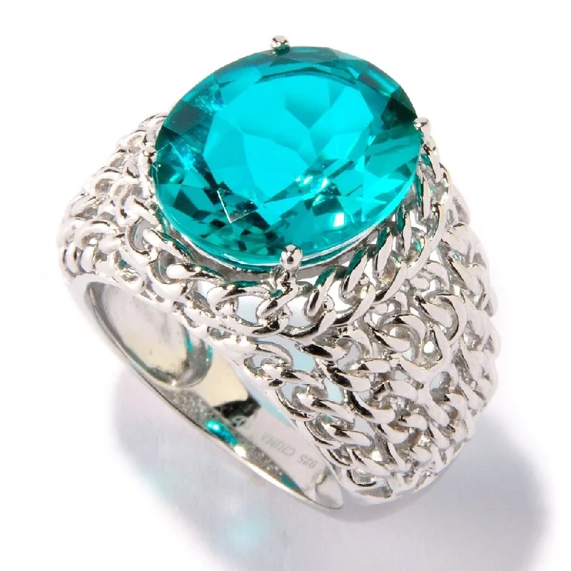 Helix twist ring-Sterling Silver 7.45Ctw Paraiba Doublet Cocktail Ring