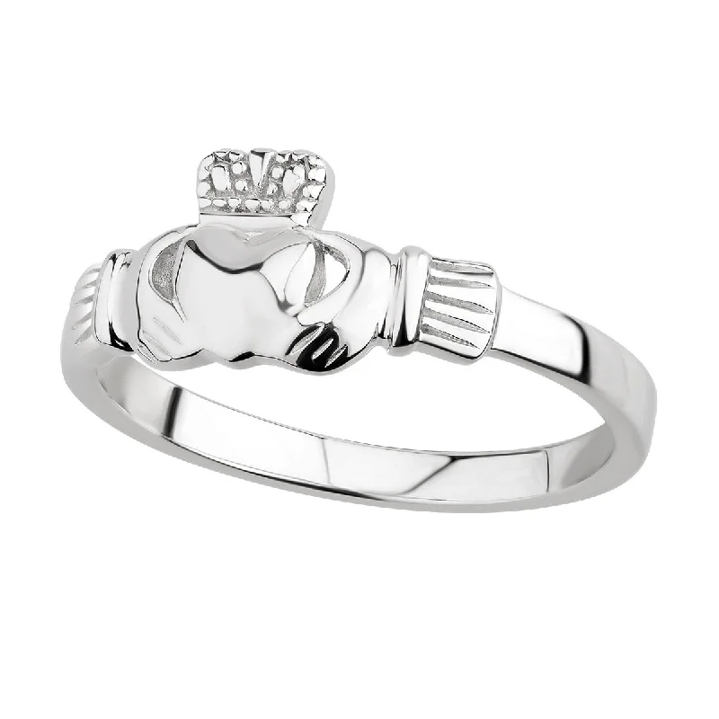 Slanted gem ring-Sterling Silver Claddagh Ring