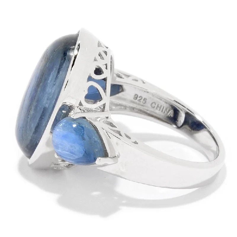 Fused alloy ring-Sterling Silver Multi Shape Kyanite 3-Stone Ring