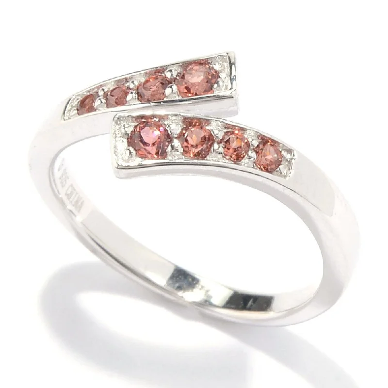 Gloss gem ring-Sterling Silver Red Garnet Open Bypass Toe Ring