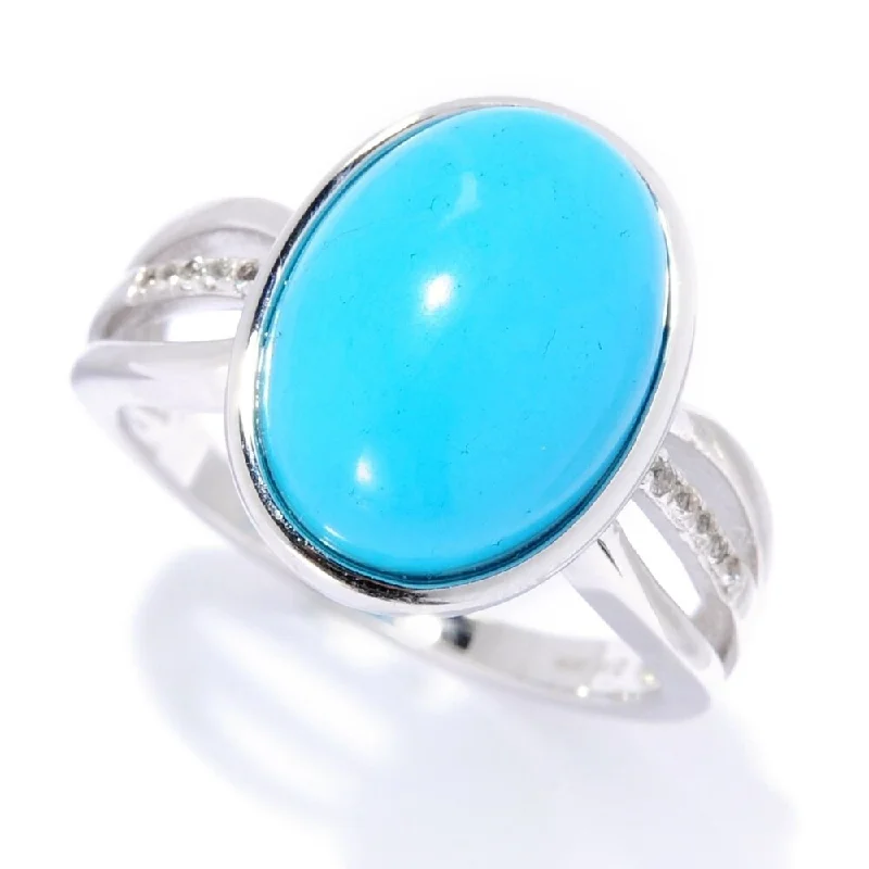 Uncut stone ring-Sterling Silver Sonora Beauty Turquoise & White Topaz Ring