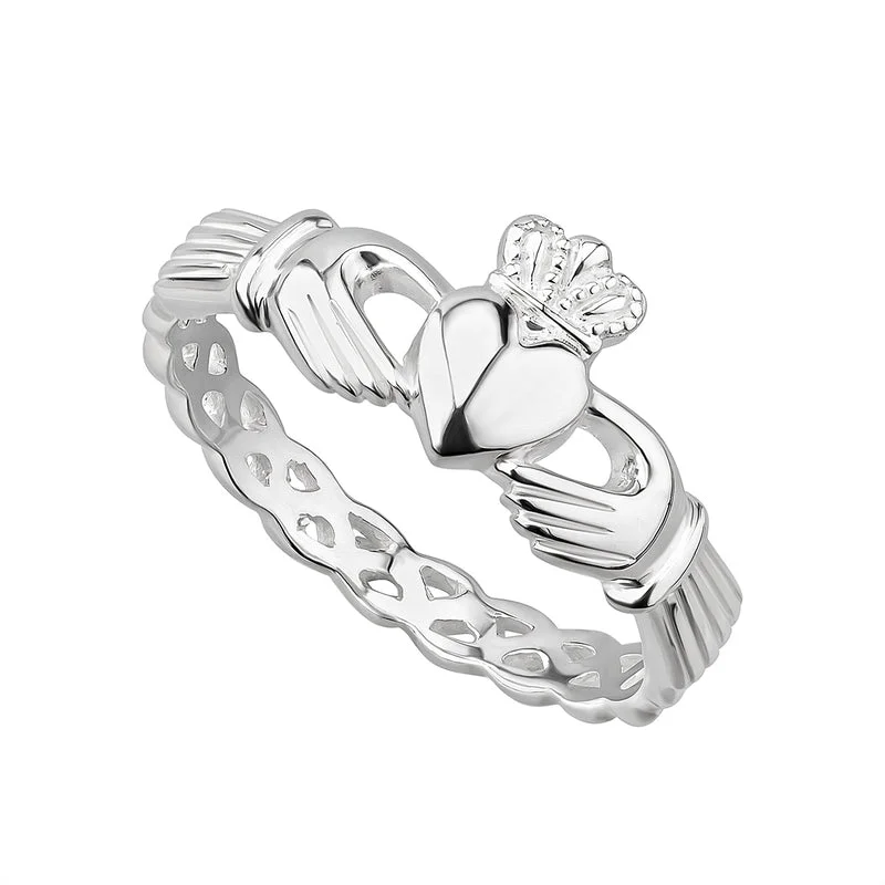 Haze glass ring-Sterling Silver Woven Claddagh Ring Solvar