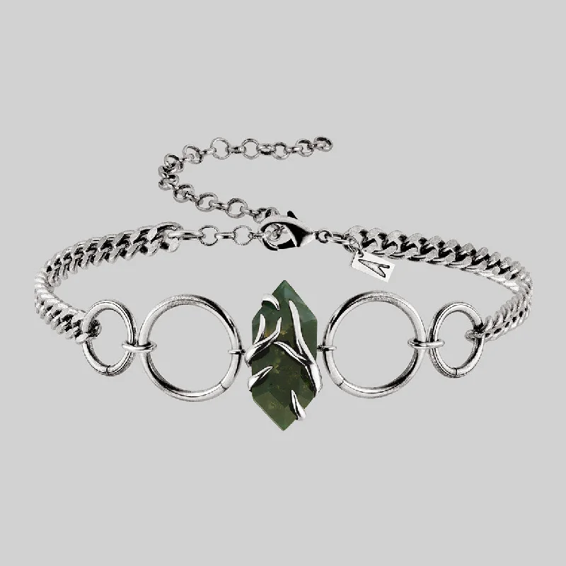 Dome charm necklace-The Swamp Roots Gemstone Choker - Silver