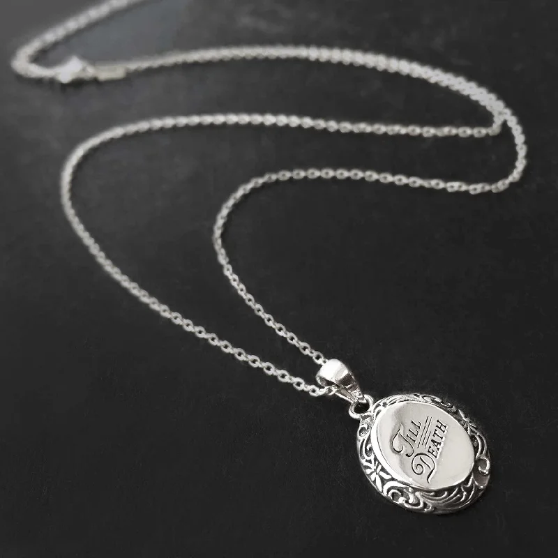 Soft fade necklace-TILL DEATH. Promise Medallion Pendant Necklace