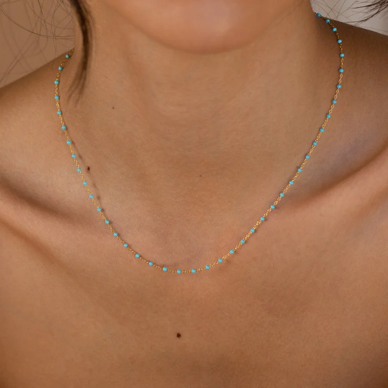 Sienna agate necklace-Turquoise Station Necklace