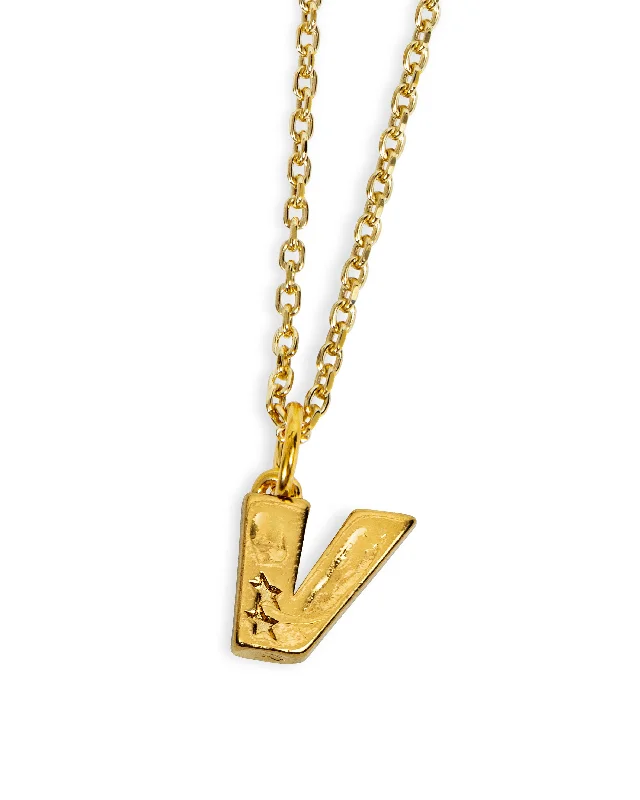 Brass finish necklace-V Necklace