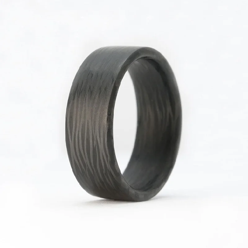 Steel cast ring-The Wave-Men's Carbon Fiber Wedding Band