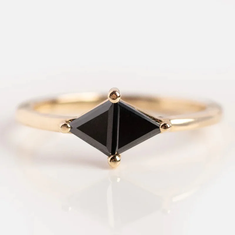 Copper toned ring-14 k Yellow Gold Black Triangle Diamond Ring For Your Partner