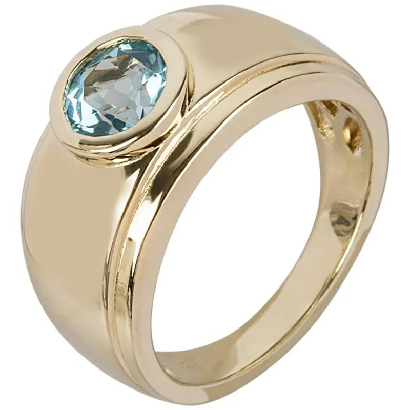 Spruce twig ring-Yellow Gold Over Sterling Silver Swiss Blue Topaz Solitaire Ring