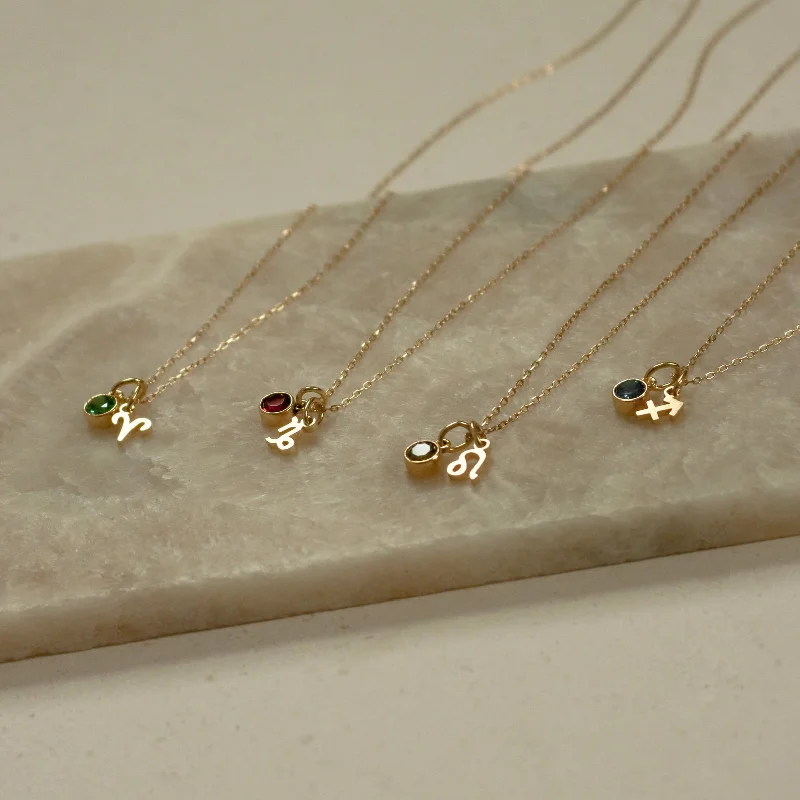 Brecciated jasper necklace-Zodiac Birthstone Necklace